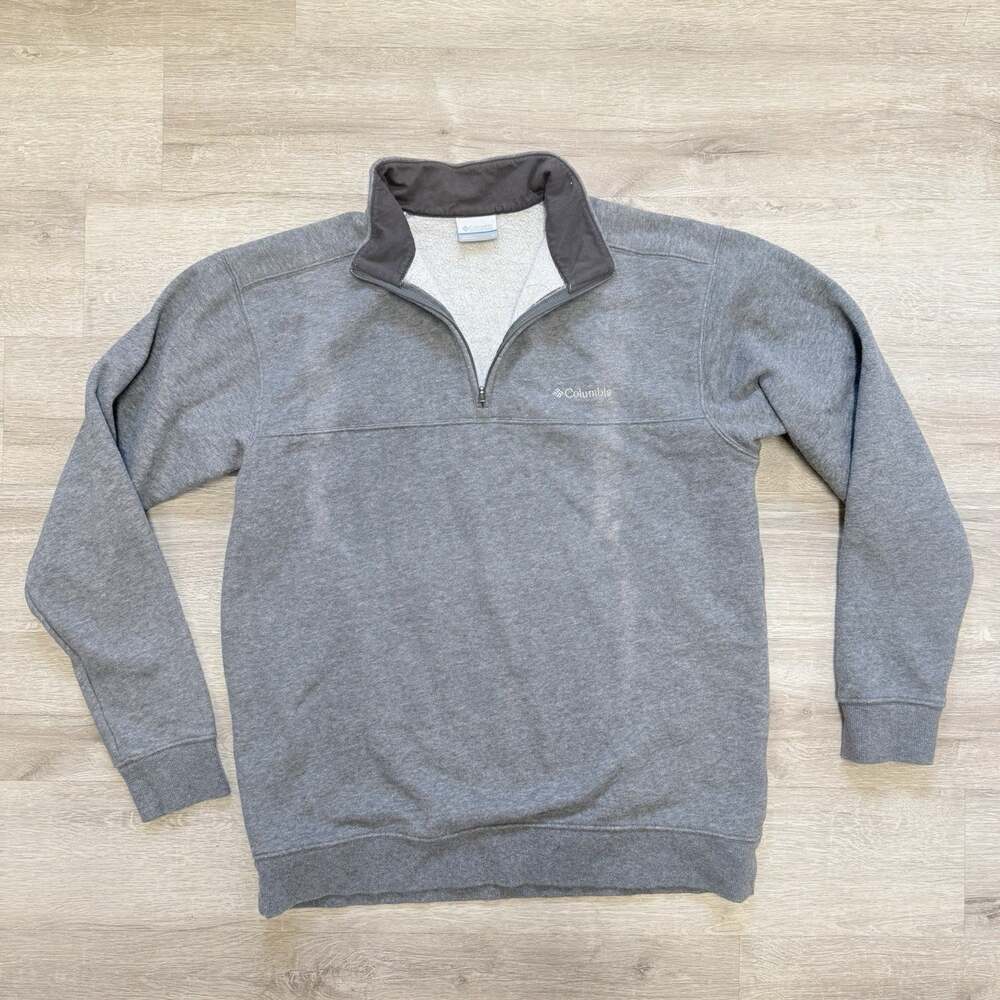 Columbia Hart Mountain II Half Zip Sweater Mens Large Gray Long Sleeve *fading*